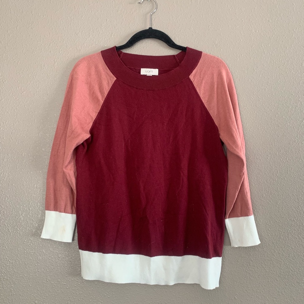 Three quarter sleeve knit sweater